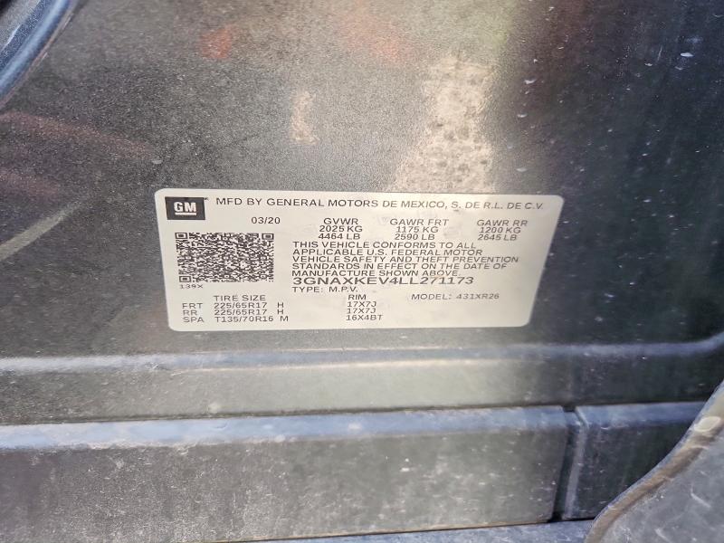 85792395 :رقم المزاد ، 3GNAXKEV4LL271173 vin ، 2020 Chevrolet Equinox مزاد بيع