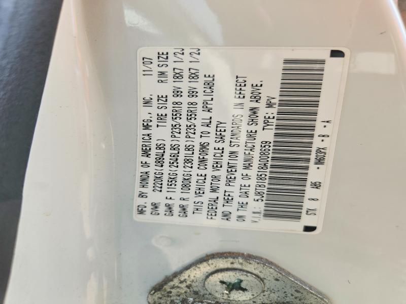 61494166 :رقم المزاد ، 5J8TB18518A008659 vin ، 2008 Acura Rdx مزاد بيع