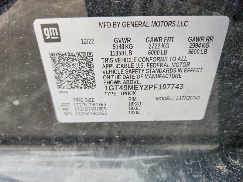 Продаж на аукціоні авто 2023 Gmc Sierra, vin: 1GT49MEY2PF197743, номер лоту: 59987446