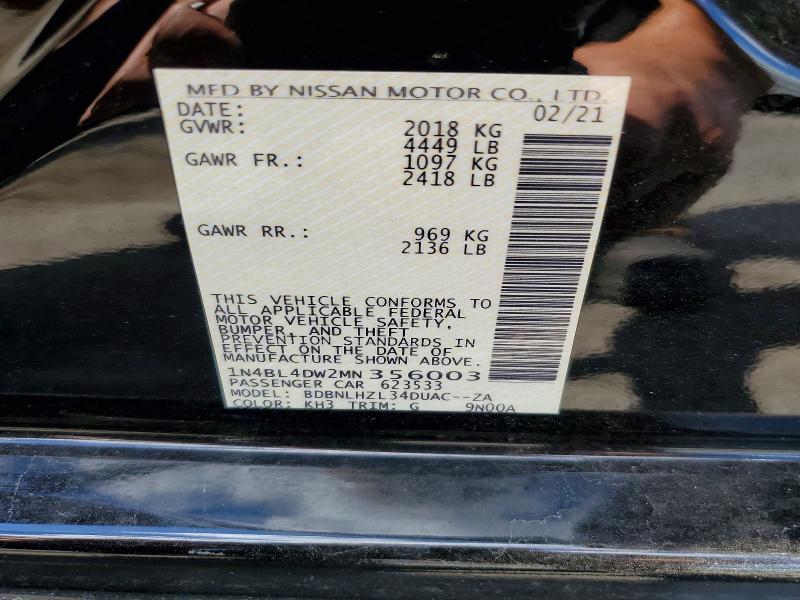 Продаж на аукціоні авто 2021 Nissan Alitma, vin: 1N4BL4DW2MN356003, номер лоту: 60485466