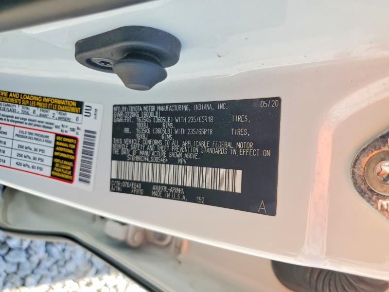 2020 Toyota Highlander მანქანა იყიდება აუქციონზე, vin: 5TDHBRCH4LS005464, აუქციონის ნომერი: 61053686