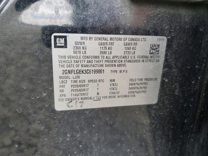 2012 Chevrolet Equinox მანქანა იყიდება აუქციონზე, vin: 2GNFLGEK3C6199861, აუქციონის ნომერი: 59693646