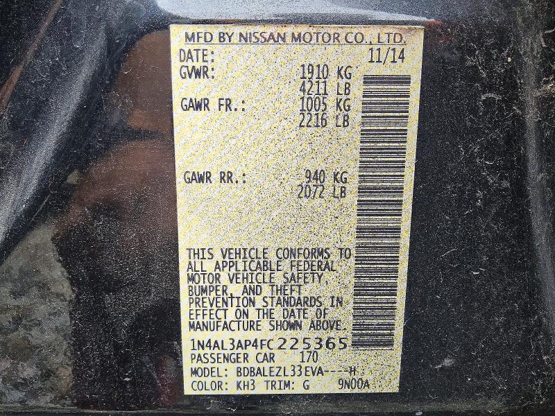 60248526 :رقم المزاد ، 1N4AL3AP4FC225365 vin ، 2015 Nissan Altima مزاد بيع