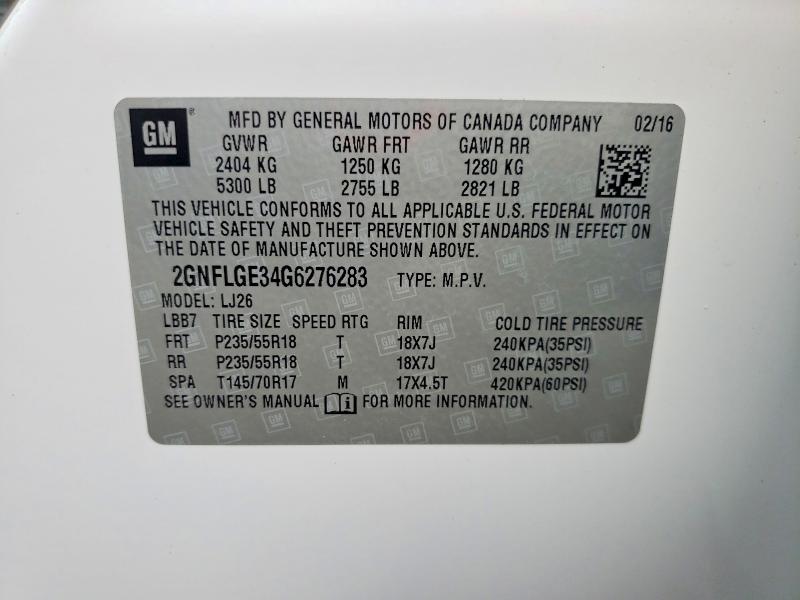 Продаж на аукціоні авто 2016 Chevrolet Equinox, vin: 2GNFLGE34G6276283, номер лоту: 60037366