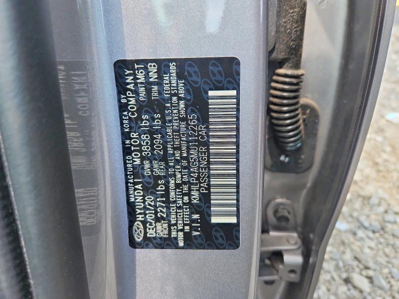 62935406 :رقم المزاد ، KMHLP4AG5MU112265 vin ، 2021 Hyundai Elantra مزاد بيع