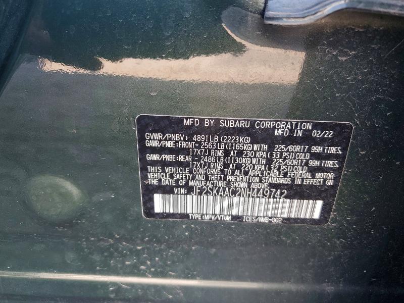 Продажа на аукционе авто 2022 Subaru Forester, vin: JF2SKAAC2NH449742, номер лота: 63529746