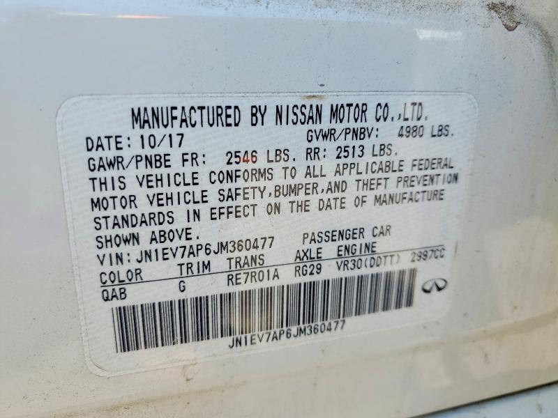 2018 Infiniti Q50 მანქანა იყიდება აუქციონზე, vin: JN1EV7AP6JM360477, აუქციონის ნომერი: 61626716