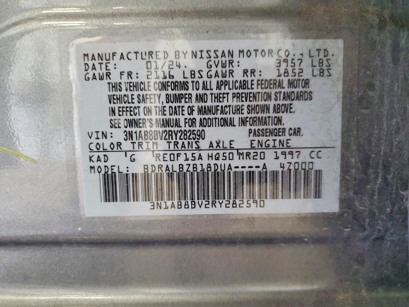 Aukcja sprzedaży 2024 Nissan Sentra, vin: 3N1AB8BV2RY282590, numer aukcji: 62048346