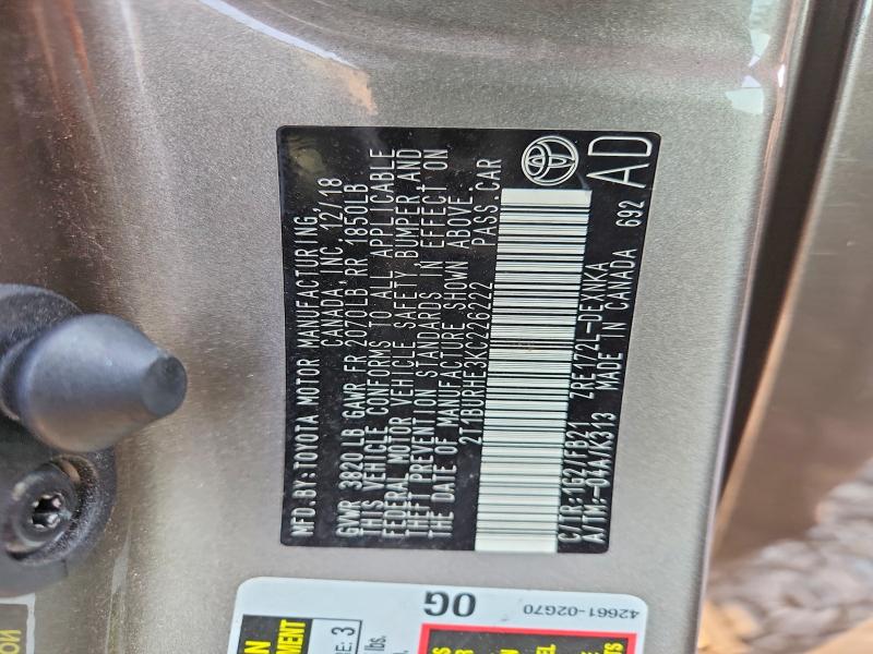 Продажа на аукционе авто 2019 Toyota Corolla, vin: 2T1BURHE3KC226222, номер лота: 62617096