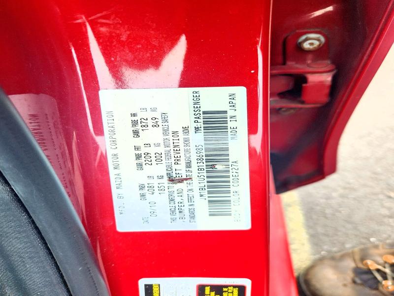 Aukcja sprzedaży 2011 Mazda 3, vin: JM1BL1U51B1386985, numer aukcji: 60384576
