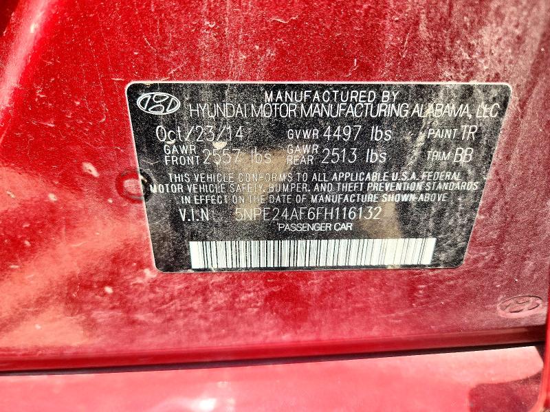 2015 Hyundai Sonata მანქანა იყიდება აუქციონზე, vin: 5NPE24AF6FH116132, აუქციონის ნომერი: 62882666