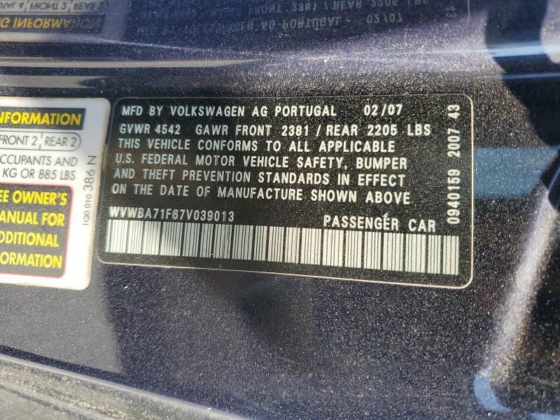 59665136 :رقم المزاد ، WVWBA71F67V039013 vin ، 2007 Volkswagen Eos مزاد بيع