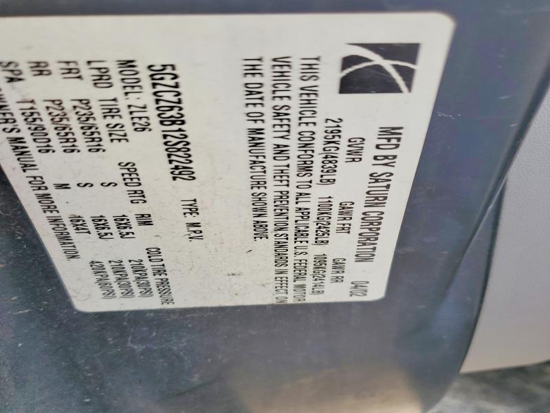 2002 Saturn Vue მანქანა იყიდება აუქციონზე, vin: 5GZCZ63B12S822492, აუქციონის ნომერი: 62118426