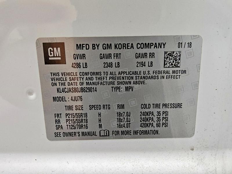 Продажа на аукционе авто 2018 Buick Encore, vin: KL4CJASB0JB629014, номер лота: 61022636