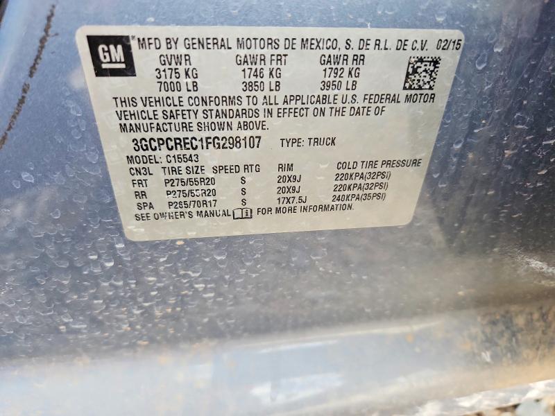 Продаж на аукціоні авто 2015 Chevrolet Silverado, vin: 3GCPCREC1FG298107, номер лоту: 60389156