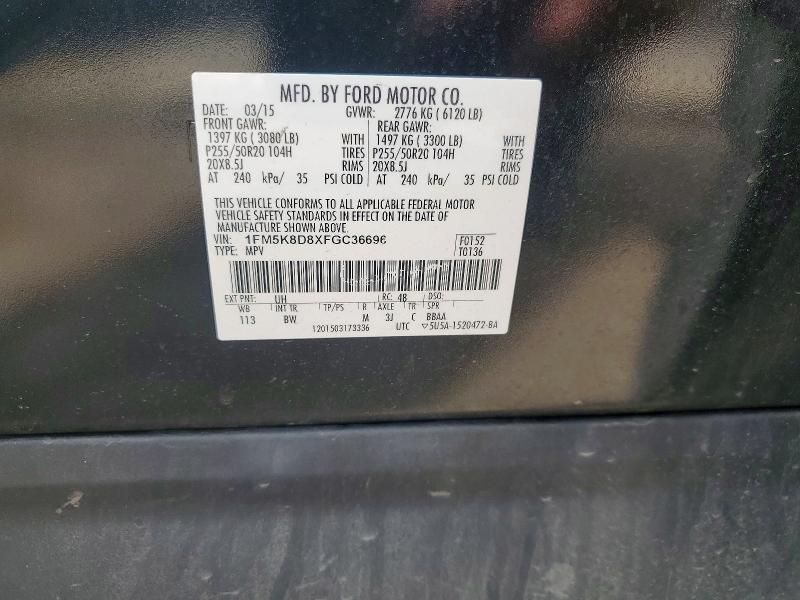 Aukcja sprzedaży 2015 Ford Explorer, vin: 1FM5K8D8XFGC36696, numer aukcji: 62578626