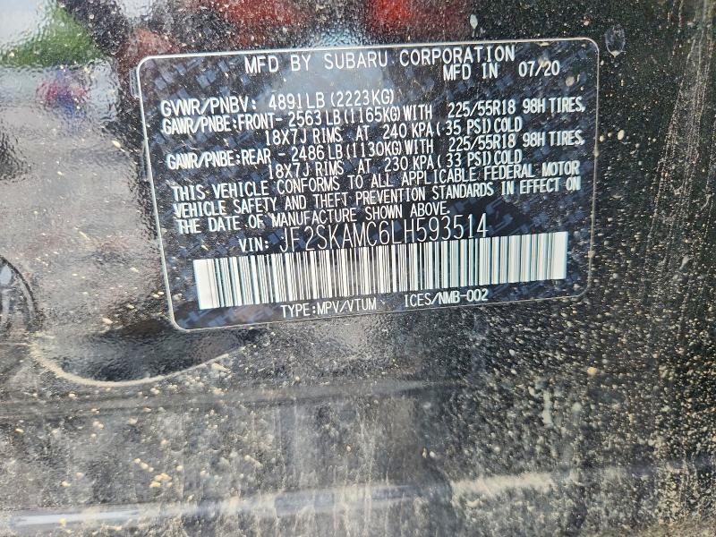 Aukcja sprzedaży 2020 Subaru Forester, vin: JF2SKAMC6LH593514, numer aukcji: 59165116