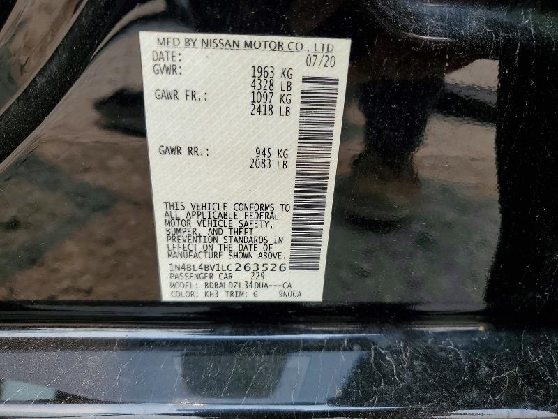 Aukcja sprzedaży 2020 Nissan Altima, vin: 1N4BL4BV1LC263526, numer aukcji: 61410056