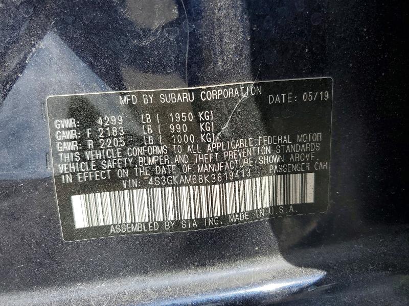 2019 Subaru Impreza მანქანა იყიდება აუქციონზე, vin: 4S3GKAM68K3619413, აუქციონის ნომერი: 59712526