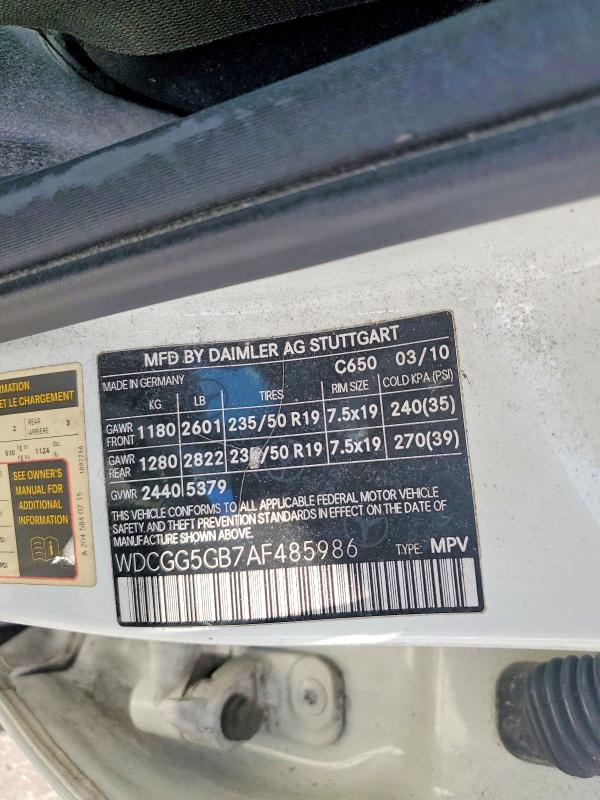 2010 Mercedes-benz Glk მანქანა იყიდება აუქციონზე, vin: WDCGG5GB7AF485986, აუქციონის ნომერი: 59774856