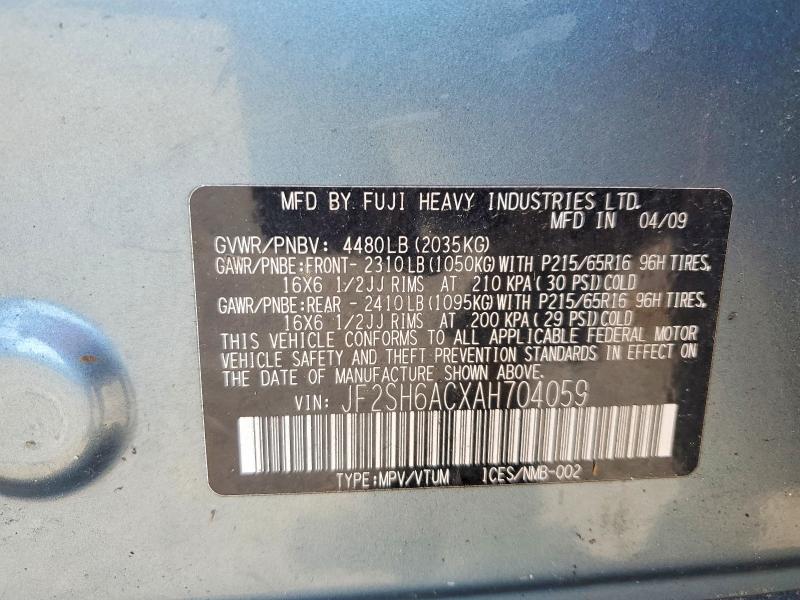 62293536 :رقم المزاد ، JF2SH6ACXAH704059 vin ، 2010 Subaru Forester مزاد بيع