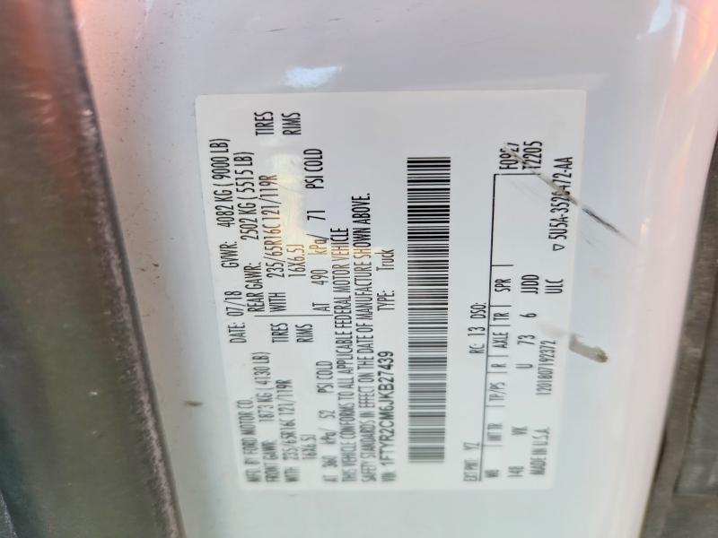 2018 Ford Transit მანქანა იყიდება აუქციონზე, vin: 1FTYR2CM6JKB27439, აუქციონის ნომერი: 60664416
