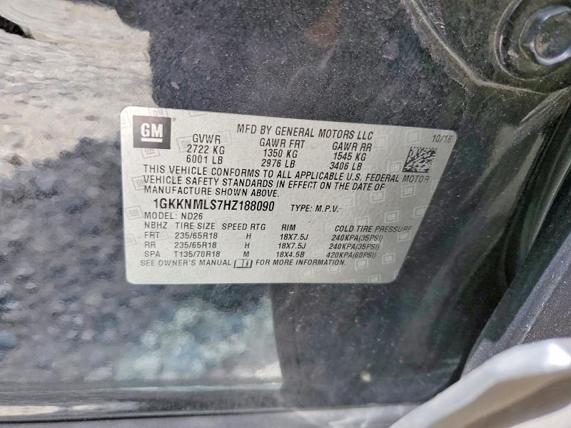 2017 Gmc Acadia მანქანა იყიდება აუქციონზე, vin: 1GKKNMLS7HZ188090, აუქციონის ნომერი: 62123876