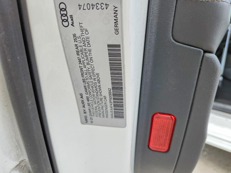 60433506 :رقم المزاد ، WAUEAAF43PN006842 vin ، 2023 Audi A4 مزاد بيع
