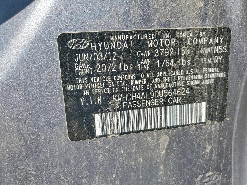2013 Hyundai Elantra მანქანა იყიდება აუქციონზე, vin: KMHDH4AE9DU564624, აუქციონის ნომერი: 60913746