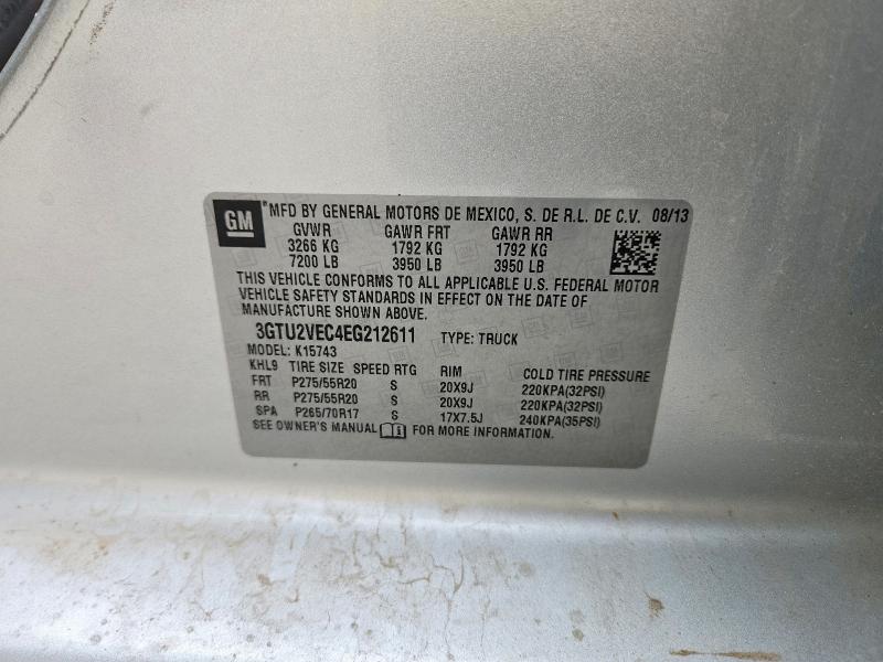 Aukcja sprzedaży 2014 Gmc Sierra, vin: 3GTU2VEC4EG212611, numer aukcji: 62450366