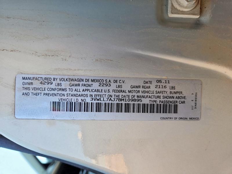 61506476 :رقم المزاد ، 3VWLL7AJ7BM109895 vin ، 2011 Volkswagen Jetta مزاد بيع
