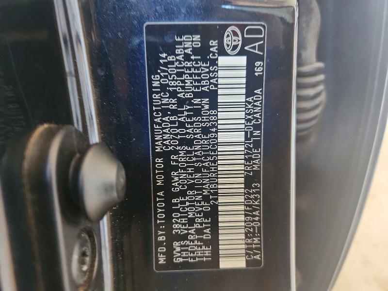 61966996 :رقم المزاد ، 2T1BURHE5EC094388 vin ، 2014 Toyota Corolla مزاد بيع
