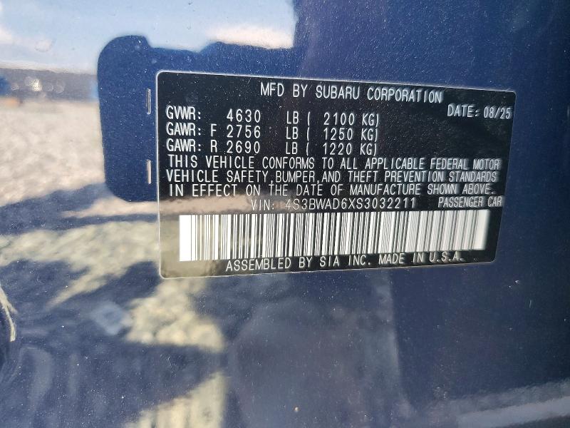 Aukcja sprzedaży 2025 Subaru Legacy, vin: 4S3BWAD6XS3032211, numer aukcji: 61677936