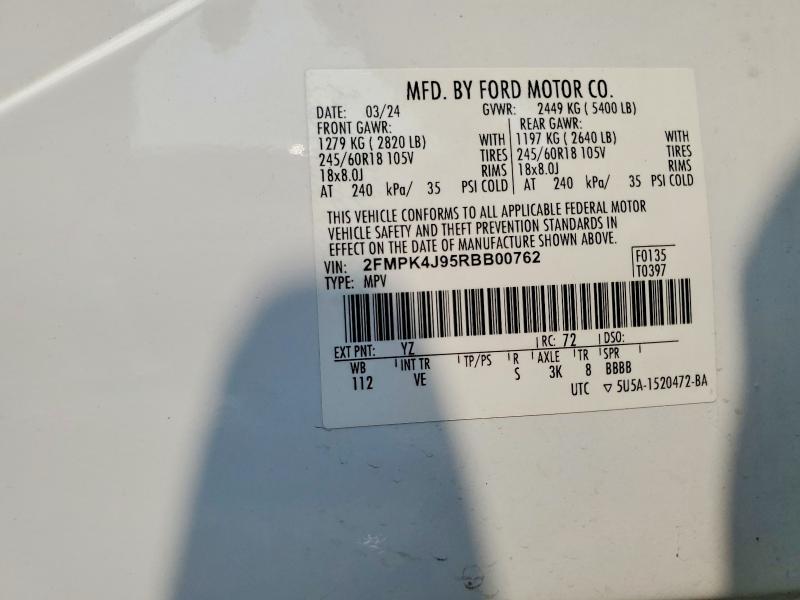 Продаж на аукціоні авто 2024 Ford Edge, vin: 2FMPK4J95RBB00762, номер лоту: 61336116