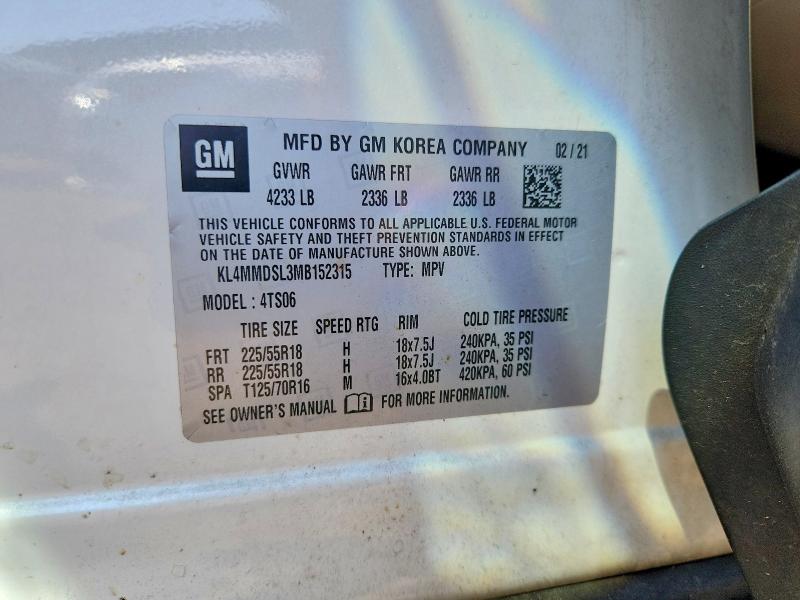 62584106 :رقم المزاد ، KL4MMDSL3MB152315 vin ، 2021 Buick Encore Gx مزاد بيع