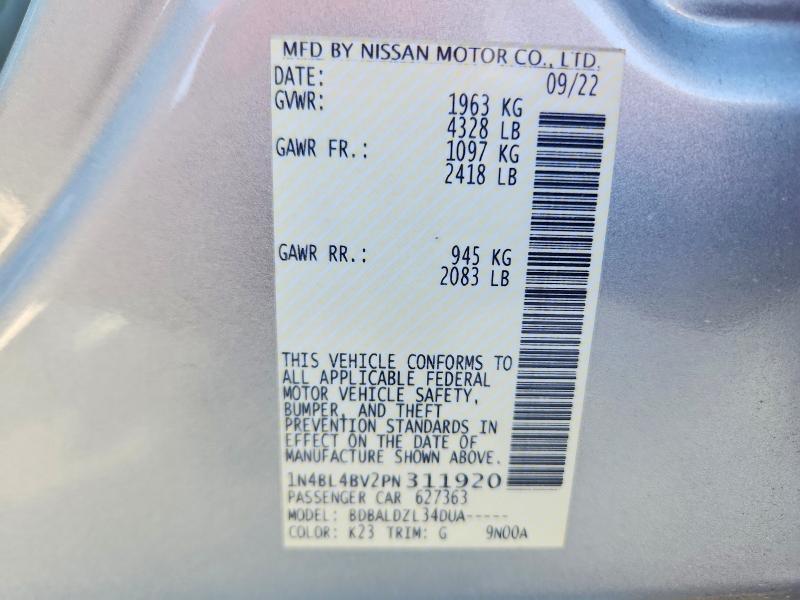 Продаж на аукціоні авто 2023 Nissan Altima, vin: 1N4BL4BV2PN311920, номер лоту: 62067336