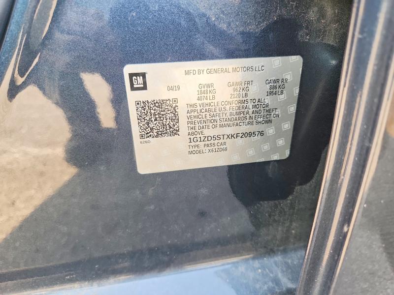 Aukcja sprzedaży 2019 Chevrolet Malibu, vin: 1G1ZD5STXKF209576, numer aukcji: 61019536
