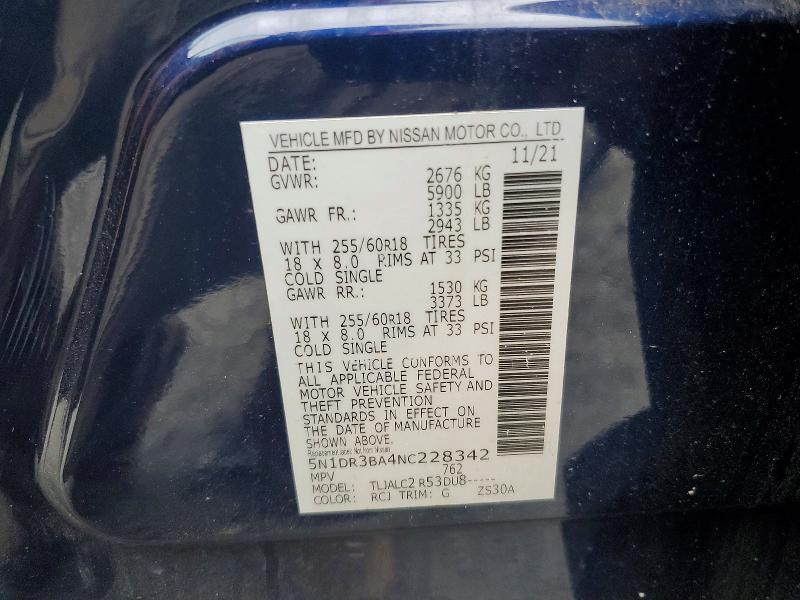 Продаж на аукціоні авто 2022 Nissan Pathfinder, vin: 5N1DR3BA4NC228342, номер лоту: 60768066