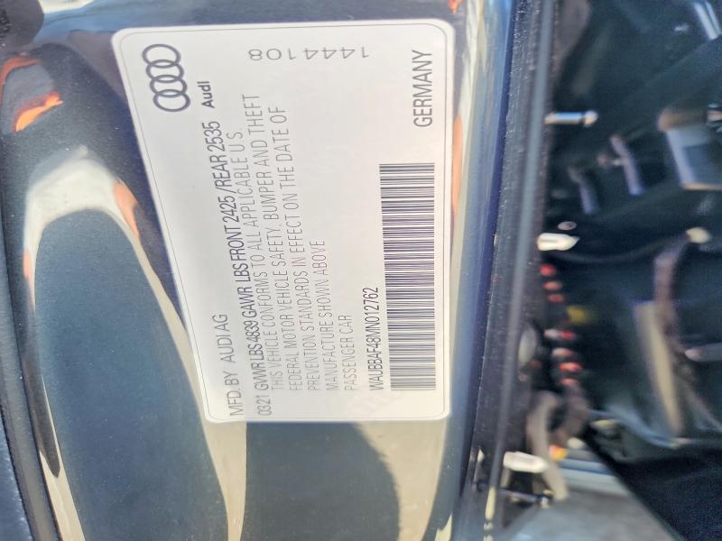 Продажа на аукционе авто 2021 Audi A4, vin: WAUBBAF48MN012762, номер лота: 61414846