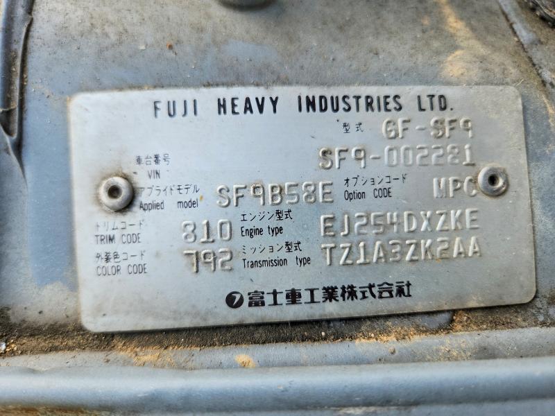 Aukcja sprzedaży 1998 Subaru Frstr, vin: SF9002281, numer aukcji: 61017986