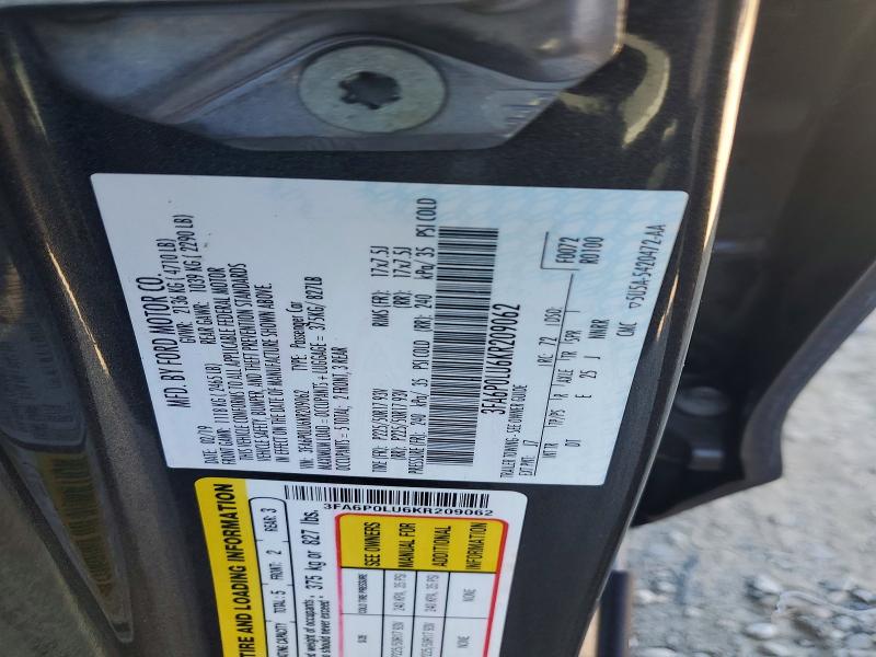 Aukcja sprzedaży 2019 Ford Fusion, vin: 3FA6P0LU6KR209062, numer aukcji: 60887756