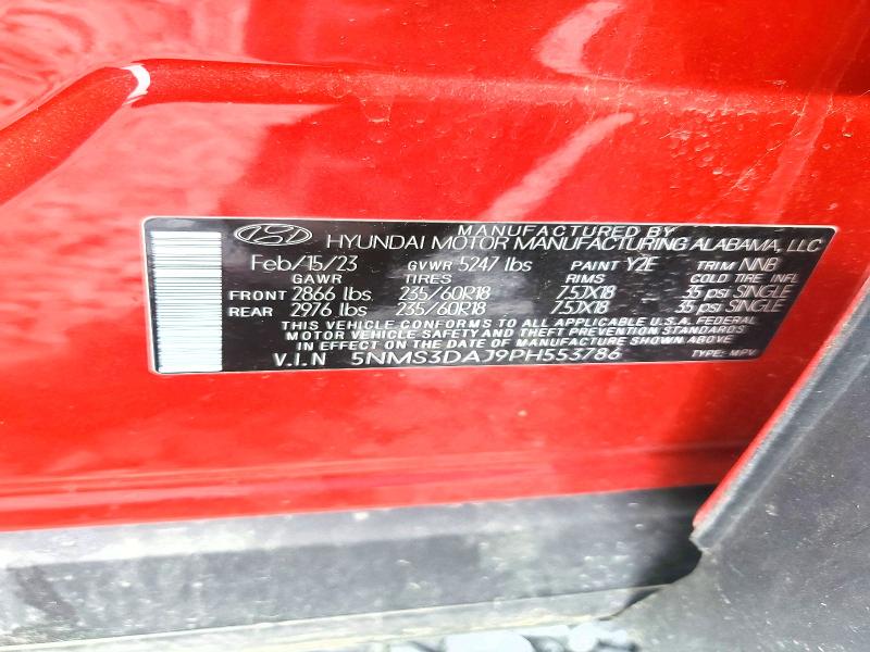 60589826 :رقم المزاد ، 5NMS3DAJ9PH553786 vin ، 2023 Hyundai Santa Fe مزاد بيع
