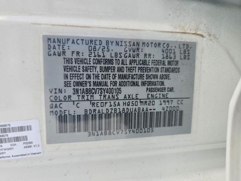 Продаж на аукціоні авто 2025 Nissan Sentra, vin: 3N1AB8CV7SY400105, номер лоту: 62584936