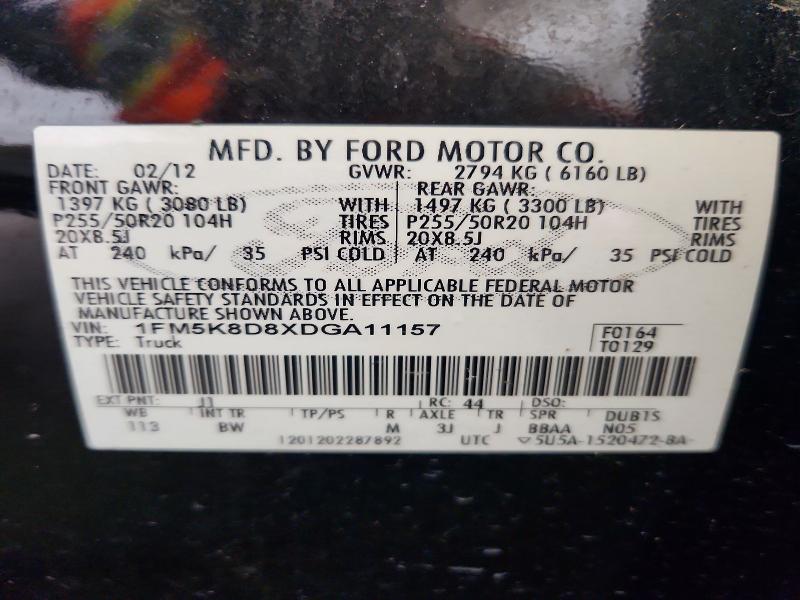 Продаж на аукціоні авто 2013 Ford Explorer, vin: 1FM5K8D8XDGA11157, номер лоту: 58598796