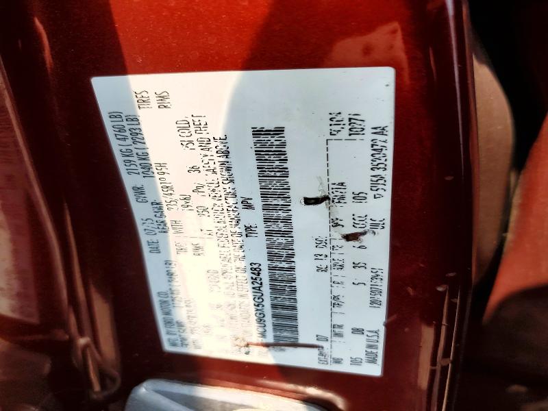 61009916 :رقم المزاد ، 1FMCU9GX5GUA25483 vin ، 2016 Ford Escape مزاد بيع