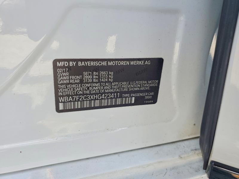 60606156 :رقم المزاد ، WBA7F2C3XHG423411 vin ، 2017 Bmw 750 مزاد بيع