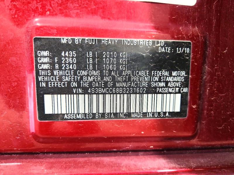 61913066 :رقم المزاد ، 4S3BMCC68B3231602 vin ، 2011 Subaru Legacy مزاد بيع
