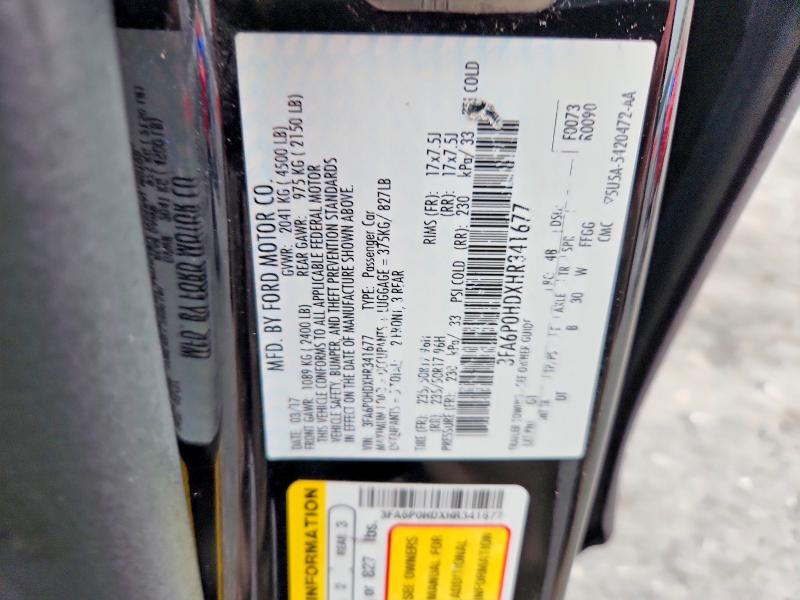 2017 Ford Fusion მანქანა იყიდება აუქციონზე, vin: 3FA6P0HDXHR341677, აუქციონის ნომერი: 62694706