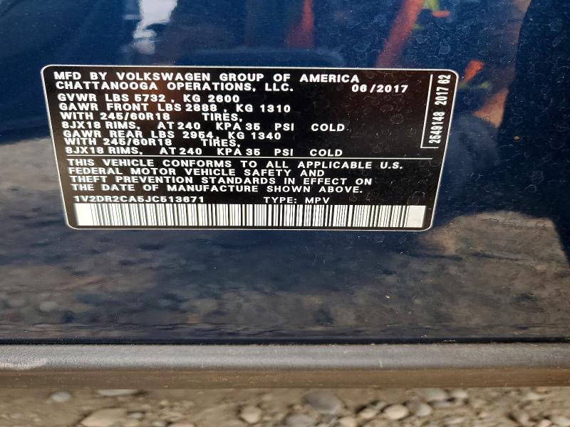 Aukcja sprzedaży 2018 Volkswagen Atlas, vin: 1V2DR2CA5JC513671, numer aukcji: 59840256