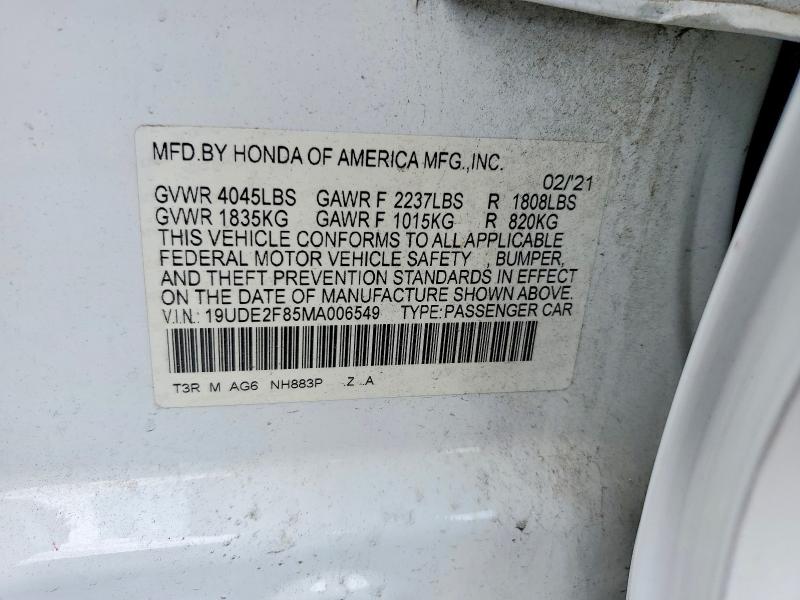 60196536 :رقم المزاد ، 19UDE2F85MA006549 vin ، 2021 Acura Ilx مزاد بيع